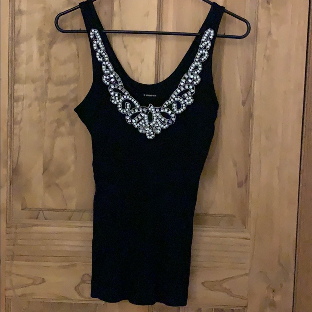Black Express Tank Top with embellishments